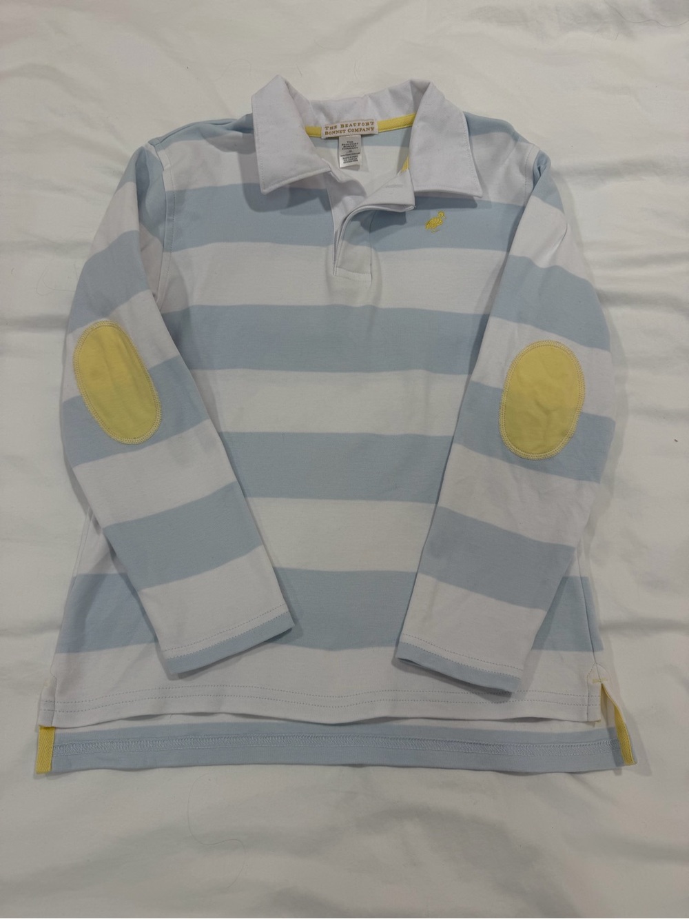 Beaufort Bonnet Rugby Polo Shirt - Light Blue & White with Yellow Accents